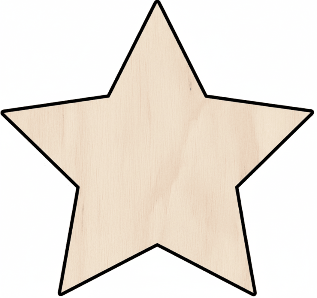 Custom Wooden 5 - Point Star Shape for Crafts and Door Hangers - Laser Cut– Wood Round Cutout for DIY Projects Blank Door Hanger Wooden Cutout Cut Outs - Unfinished - NameSigns.com
