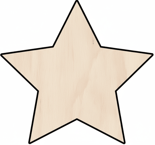 Custom Wooden 5 - Point Star Shape for Crafts and Door Hangers - Laser Cut– Wood Round Cutout for DIY Projects Blank Door Hanger Wooden Cutout Cut Outs - Unfinished - NameSigns.com