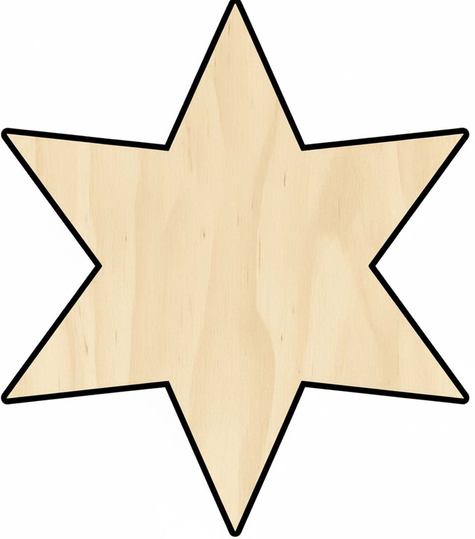 Custom Wooden 6 - Point Star Shape for Crafts and Door Hangers - Laser Cut– Wood Round Cutout for DIY Projects Blank Door Hanger Wooden Cutout Cut Outs - Unfinished - NameSigns.com