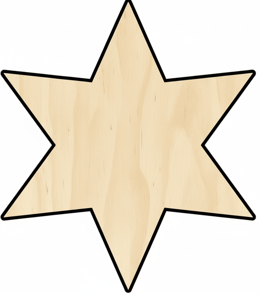 Custom Wooden 6 - Point Star Shape for Crafts and Door Hangers - Laser Cut– Wood Round Cutout for DIY Projects Blank Door Hanger Wooden Cutout Cut Outs - Unfinished - NameSigns.com