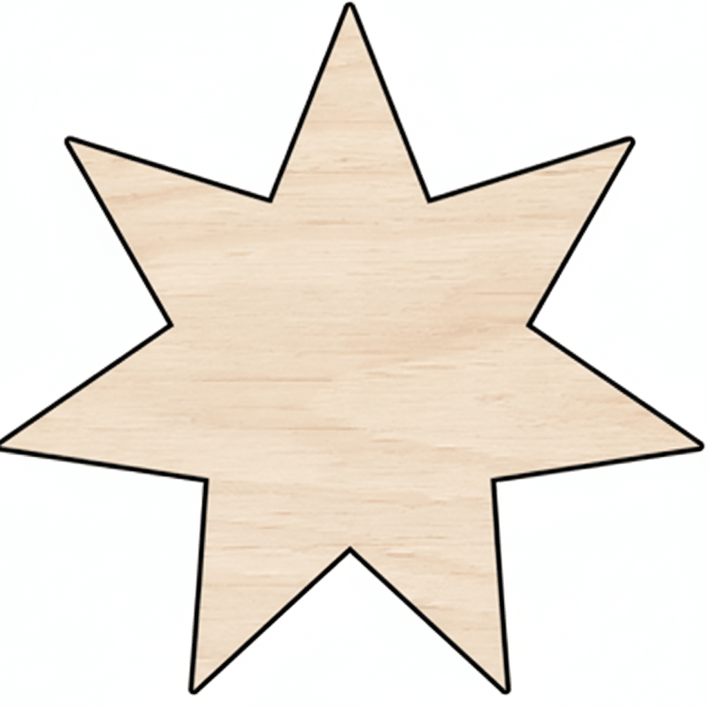 Custom Wooden 7 - Point Star Shape for Crafts and Door Hangers - Laser Cut– Wood Round Cutout for DIY Projects Blank Door Hanger Wooden Cutout Cut Outs - Unfinished - NameSigns.com