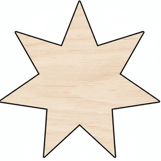 Custom Wooden 7 - Point Star Shape for Crafts and Door Hangers - Laser Cut– Wood Round Cutout for DIY Projects Blank Door Hanger Wooden Cutout Cut Outs - Unfinished - NameSigns.com