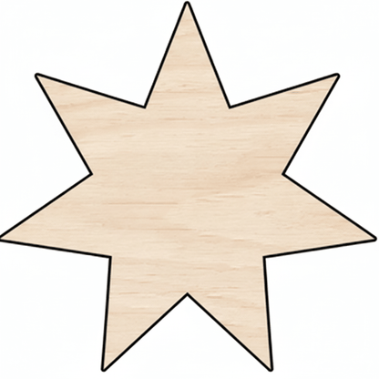Custom Wooden 7 - Point Star Shape for Crafts and Door Hangers - Laser Cut– Wood Round Cutout for DIY Projects Blank Door Hanger Wooden Cutout Cut Outs - Unfinished - NameSigns.com