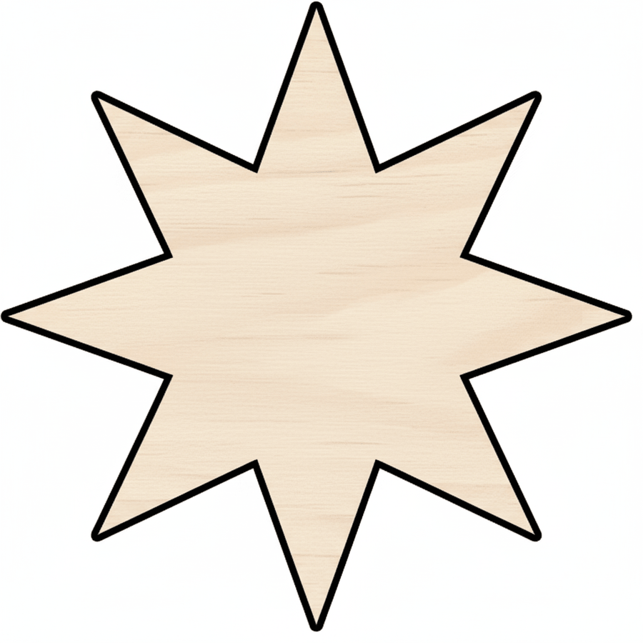 Custom Wooden 8 - Point Star Shape for Crafts and Door Hangers - Laser Cut– Wood Round Cutout for DIY Projects Blank Door Hanger Wooden Cutout Cut Outs - Unfinished - NameSigns.com