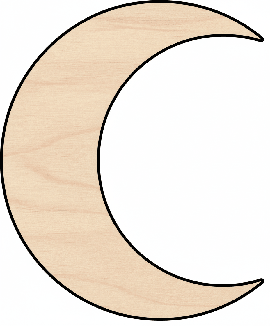 Custom Wooden Crescent Moon Shape for Crafts and Door Hangers - Laser Cut– Wood Round Cutout for DIY Projects Blank Door Hanger Wooden Cutout Cut Outs - Unfinished - NameSigns.com