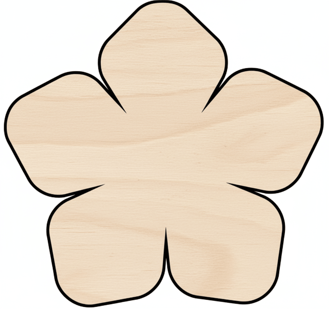 Custom Wooden Flower Pointed Shape for Crafts and Door Hangers - Laser Cut– Wood Round Cutout for DIY Projects Blank Door Hanger Wooden Cutout Cut Outs - Unfinished - NameSigns.com