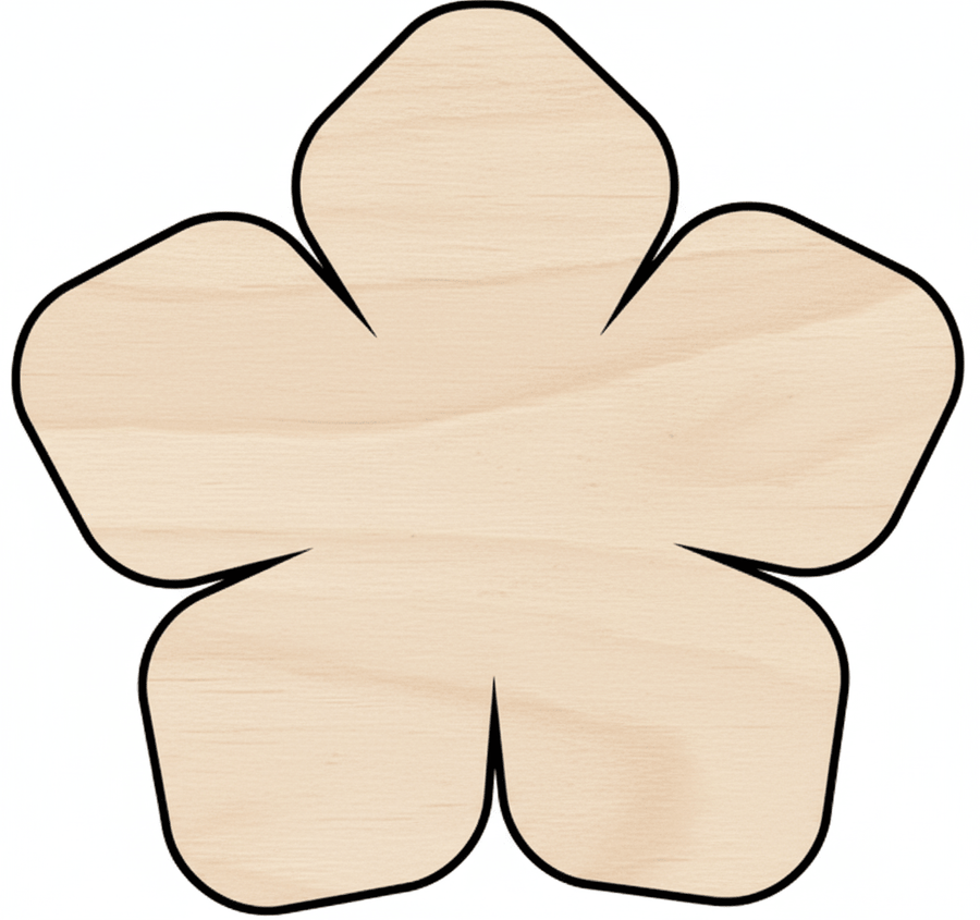 Custom Wooden Flower Pointed Shape for Crafts and Door Hangers - Laser Cut– Wood Round Cutout for DIY Projects Blank Door Hanger Wooden Cutout Cut Outs - Unfinished - NameSigns.com