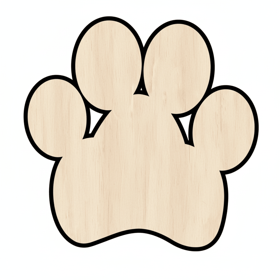 Custom Wooden Paw Print Shape for Crafts and Door Hangers - Laser Cut– Wood Round Cutout for DIY Projects Blank Door Hanger Wooden Cutout Cut Outs - Unfinished - NameSigns.com