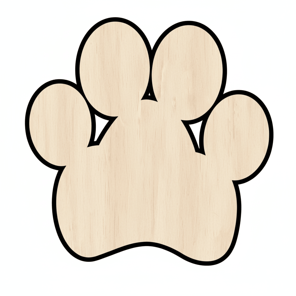 Custom Wooden Paw Print Shape for Crafts and Door Hangers - Laser Cut– Wood Round Cutout for DIY Projects Blank Door Hanger Wooden Cutout Cut Outs - Unfinished - NameSigns.com