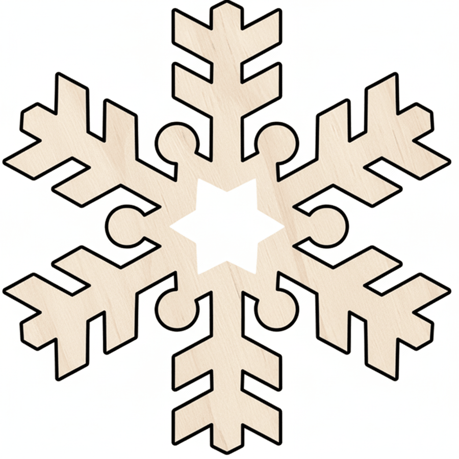 Custom Wooden Snowflake Shape for Crafts and Door Hangers - Laser Cut– Wood Round Cutout for DIY Projects Blank Door Hanger Wooden Cutout Cut Outs - Unfinished - NameSigns.com