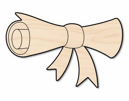 Diploma Shape Wood Graduation Craft Blank Door Hanger Wooden Cutout Cut Outs - Unfinished - NameSigns.com