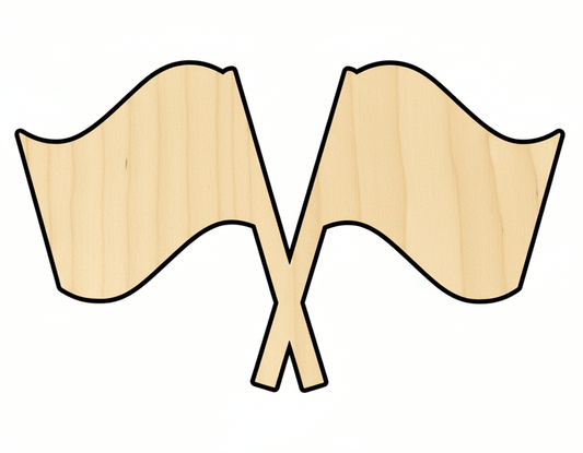 DIY Craft Cutout – Crossed Flags Cutout | Baltic Birch Plywood Paintable Wood Shape Blank Door Hanger Wooden Cutout Cut Outs - Unfinished - NameSigns.com