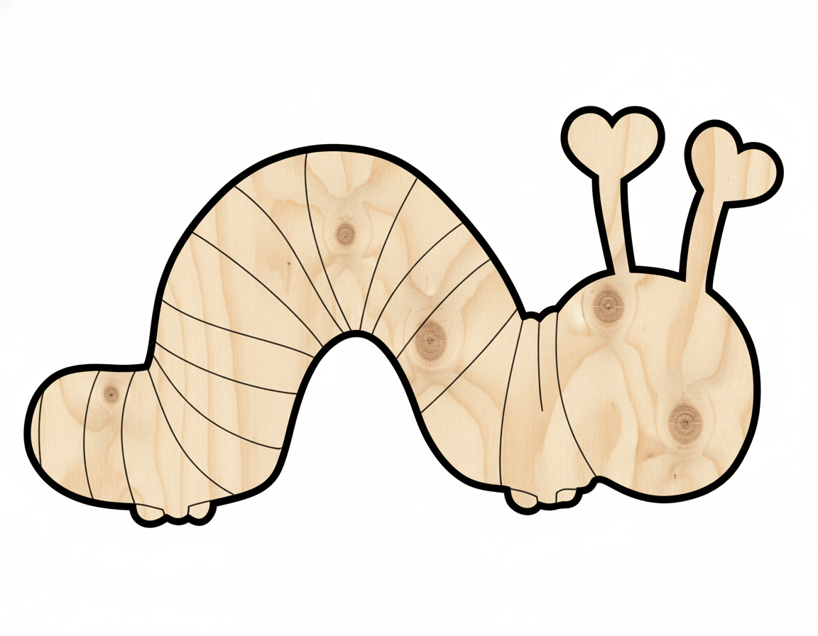 DIY Craft Cutout – Heart Caterpillar Shape Birch Wood Craft Supplies Blank Door Hanger Wooden Cutout Cut Outs - Unfinished - NameSigns.com