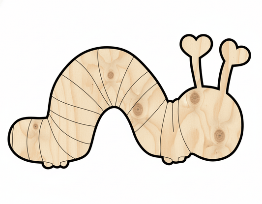DIY Craft Cutout – Heart Caterpillar Shape Birch Wood Craft Supplies Blank Door Hanger Wooden Cutout Cut Outs - Unfinished - NameSigns.com