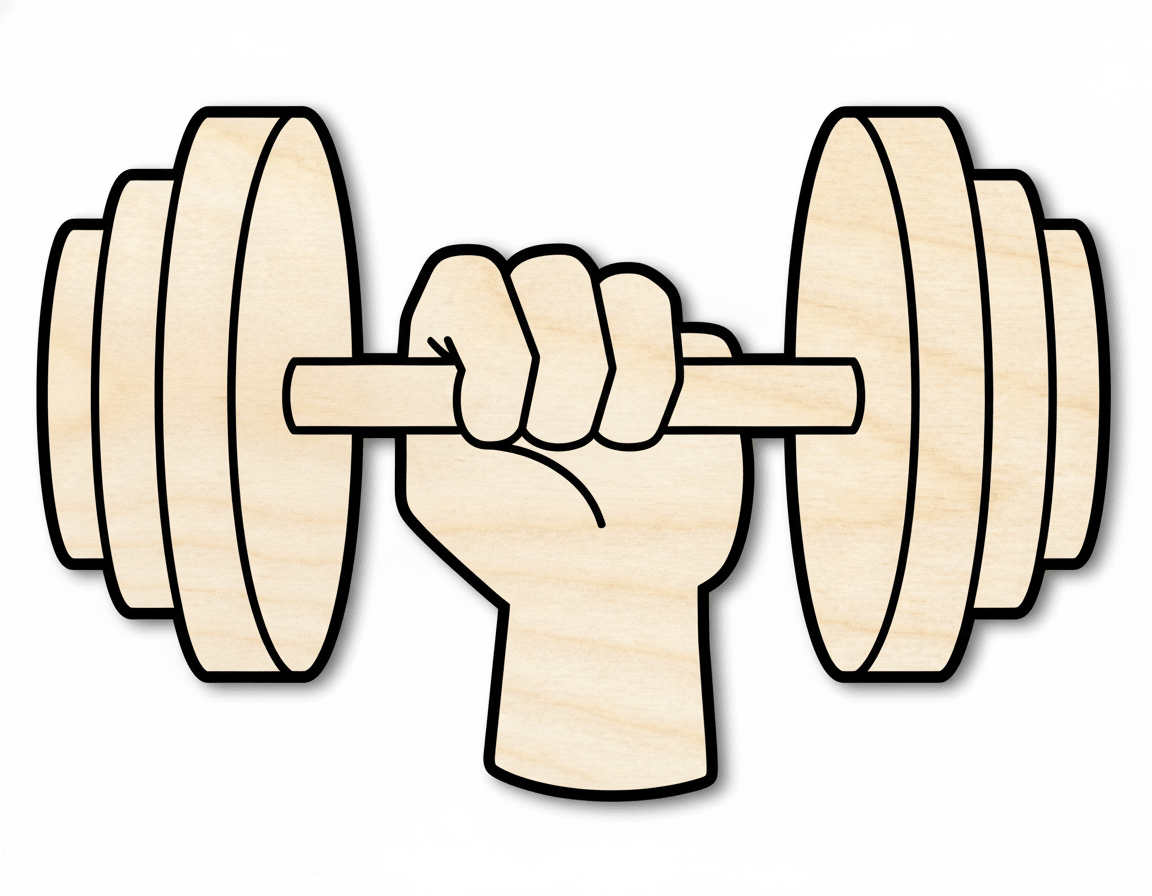 Dumbbell Shape – Customizable Birch Wood Cutout | Laser Cut Craft Supplies Blank Door Hanger Wooden Cutout Cut Outs - Unfinished - NameSigns.com