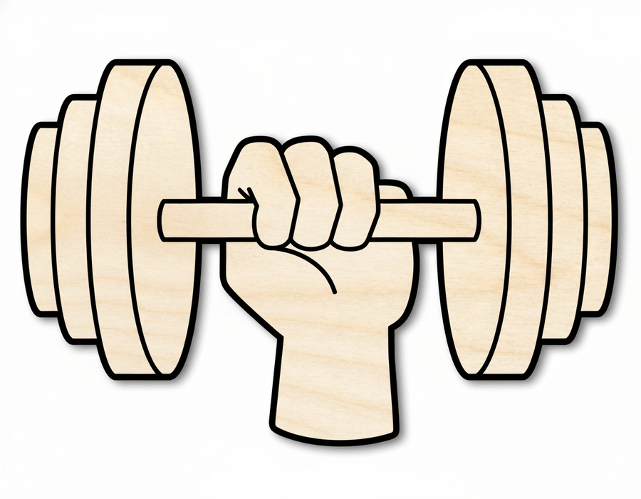 Dumbbell Shape – Customizable Birch Wood Cutout | Laser Cut Craft Supplies Blank Door Hanger Wooden Cutout Cut Outs - Unfinished - NameSigns.com