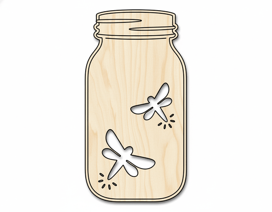 Firefly Jar – Paintable Baltic Birch Wood Craft Cutout for DIY Projects Blank Door Hanger Wooden Cutout Cut Outs - Unfinished - NameSigns.com