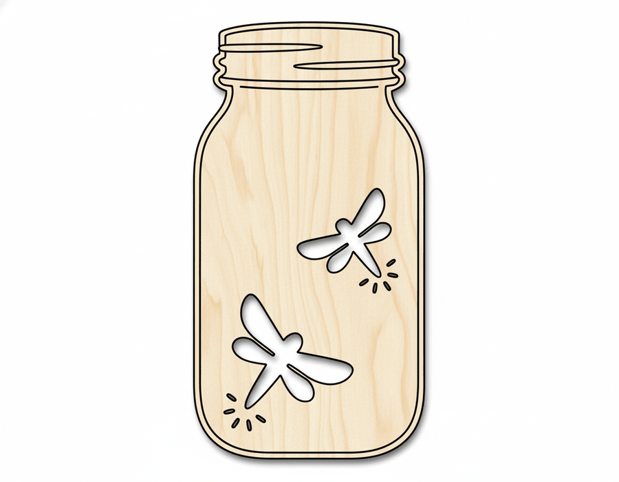 Firefly Jar – Paintable Baltic Birch Wood Craft Cutout for DIY Projects Blank Door Hanger Wooden Cutout Cut Outs - Unfinished - NameSigns.com