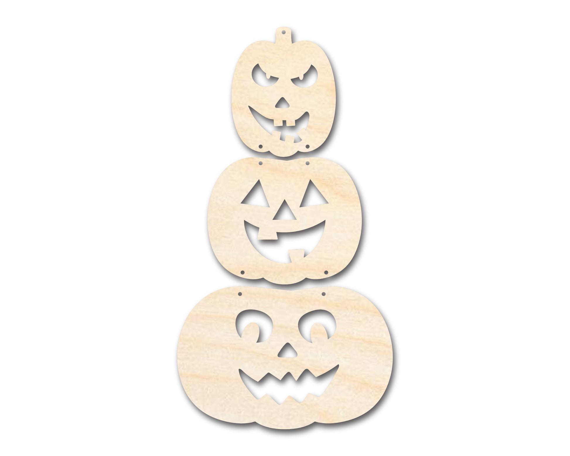 Unfinished Wood Hanging Stacked Pumpkins Door Sign | 3 Piece | DIY Craft Cutout | up to 46" DIY