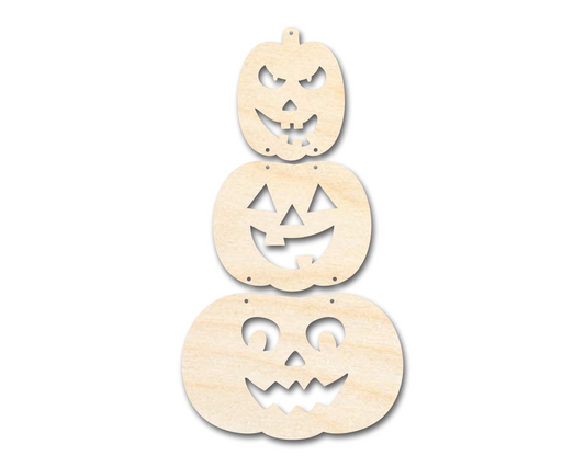 Unfinished Wood Hanging Stacked Pumpkins Door Sign | 3 Piece | DIY Craft Cutout | up to 46" DIY