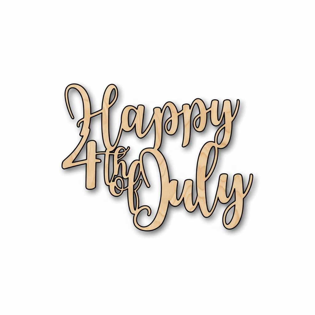 Happy 4th of July Unfinished Wood Cutout DIY handmade Craft - NameSigns.com