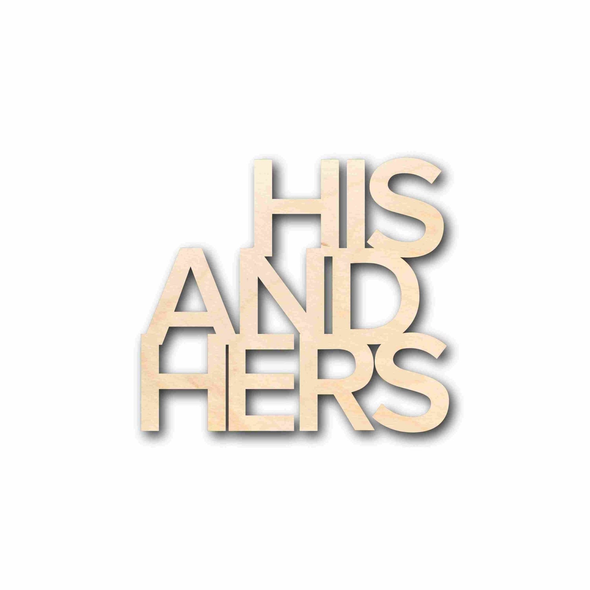 His and Hers Sign Unfinished Wood Cutout Home Decor DIY Wedding - NameSigns.com
