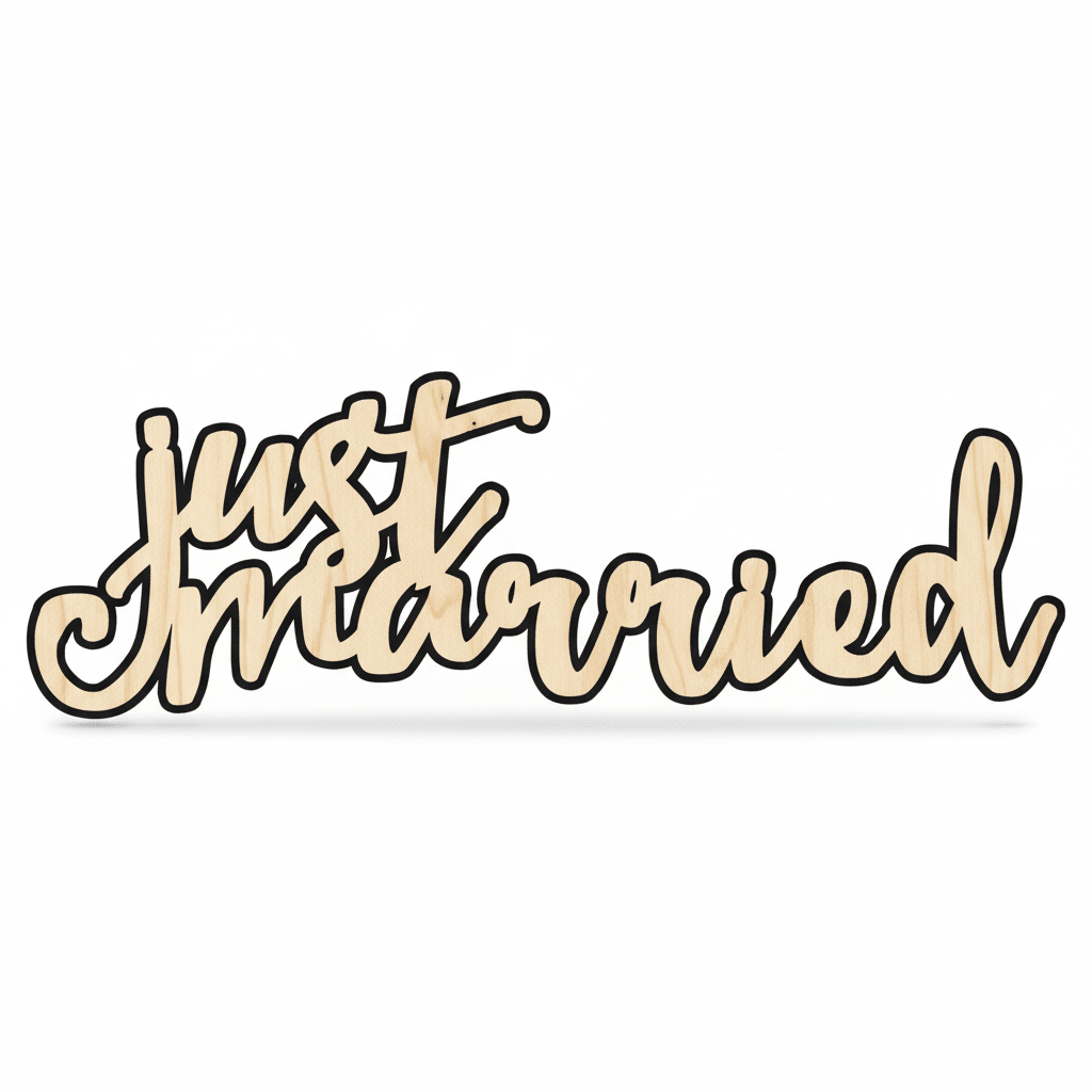 Just Married Sign – Wood Cutout DIY Wedding Decor, Birch Plywood Blank Door Hanger Wooden Cutout Cut Outs - Unfinished - NameSigns.com