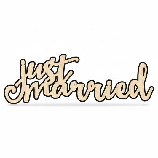 Just Married Sign – Wood Cutout DIY Wedding Decor, Birch Plywood Blank Door Hanger Wooden Cutout Cut Outs - Unfinished - NameSigns.com