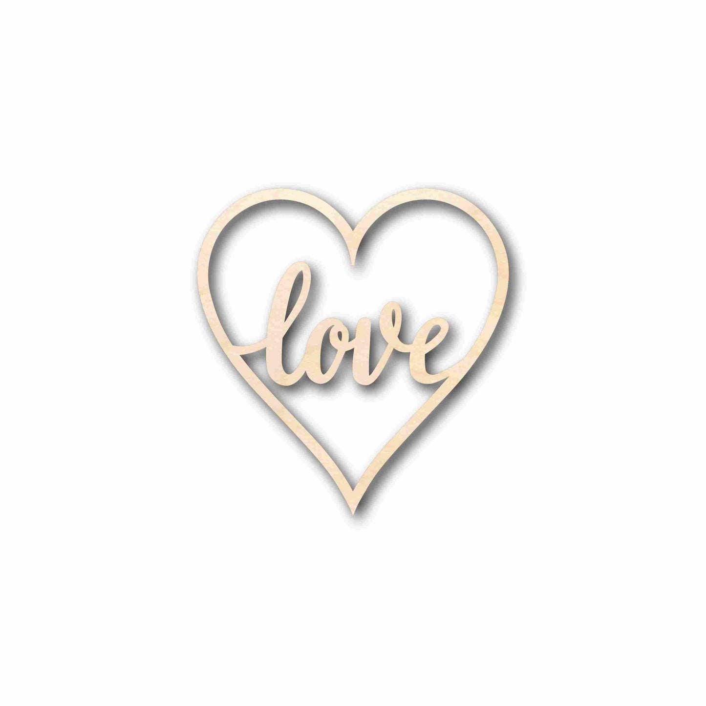 Love with Heart Sign Unfinished Wood Cutout Home Decor DIY - NameSigns.com