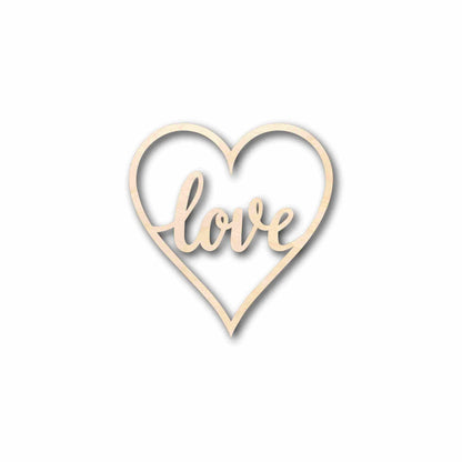 Love with Heart Sign Unfinished Wood Cutout Home Decor DIY - NameSigns.com