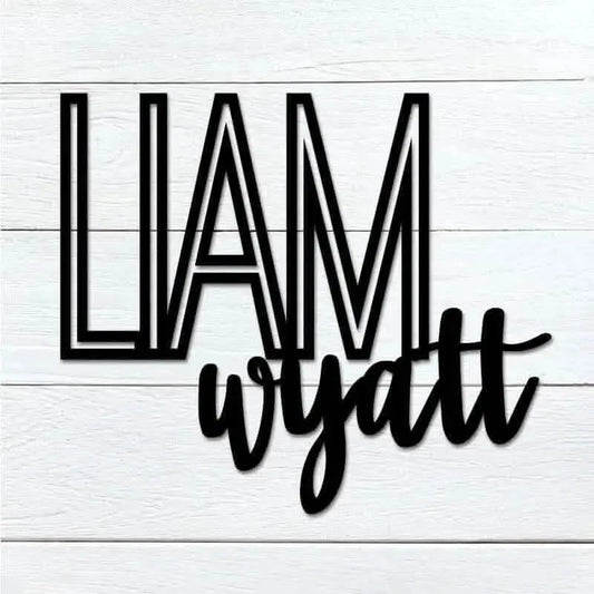 Modern Double Name Sign - Personalized - NameSigns.com