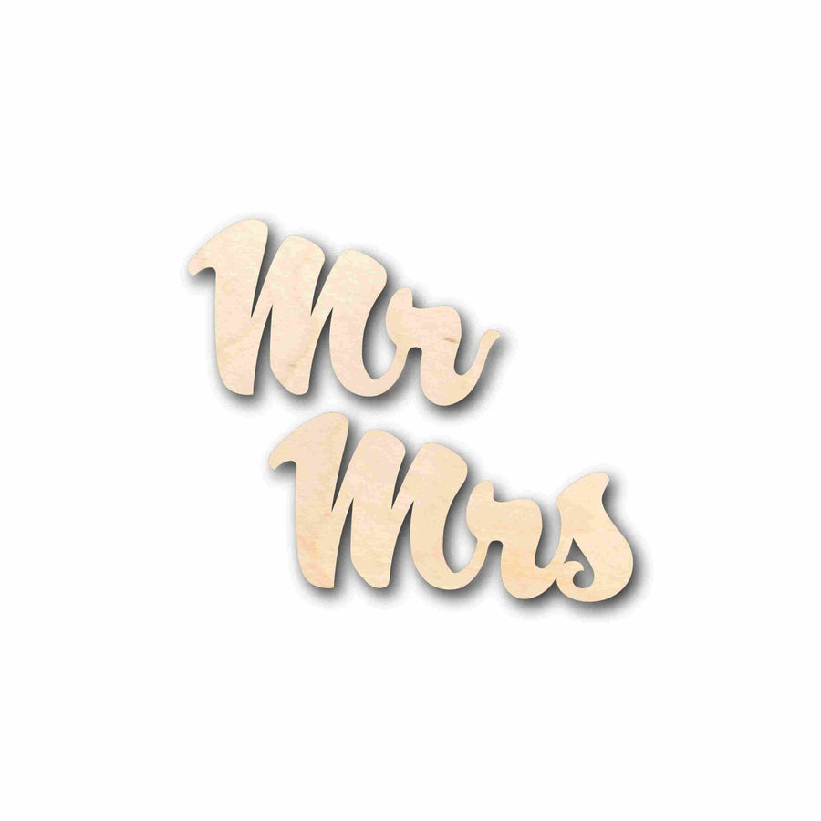 Mr. & Mrs. Sign Unfinished Wood Cutout Home Decor DIY Wedding - NameSigns.com