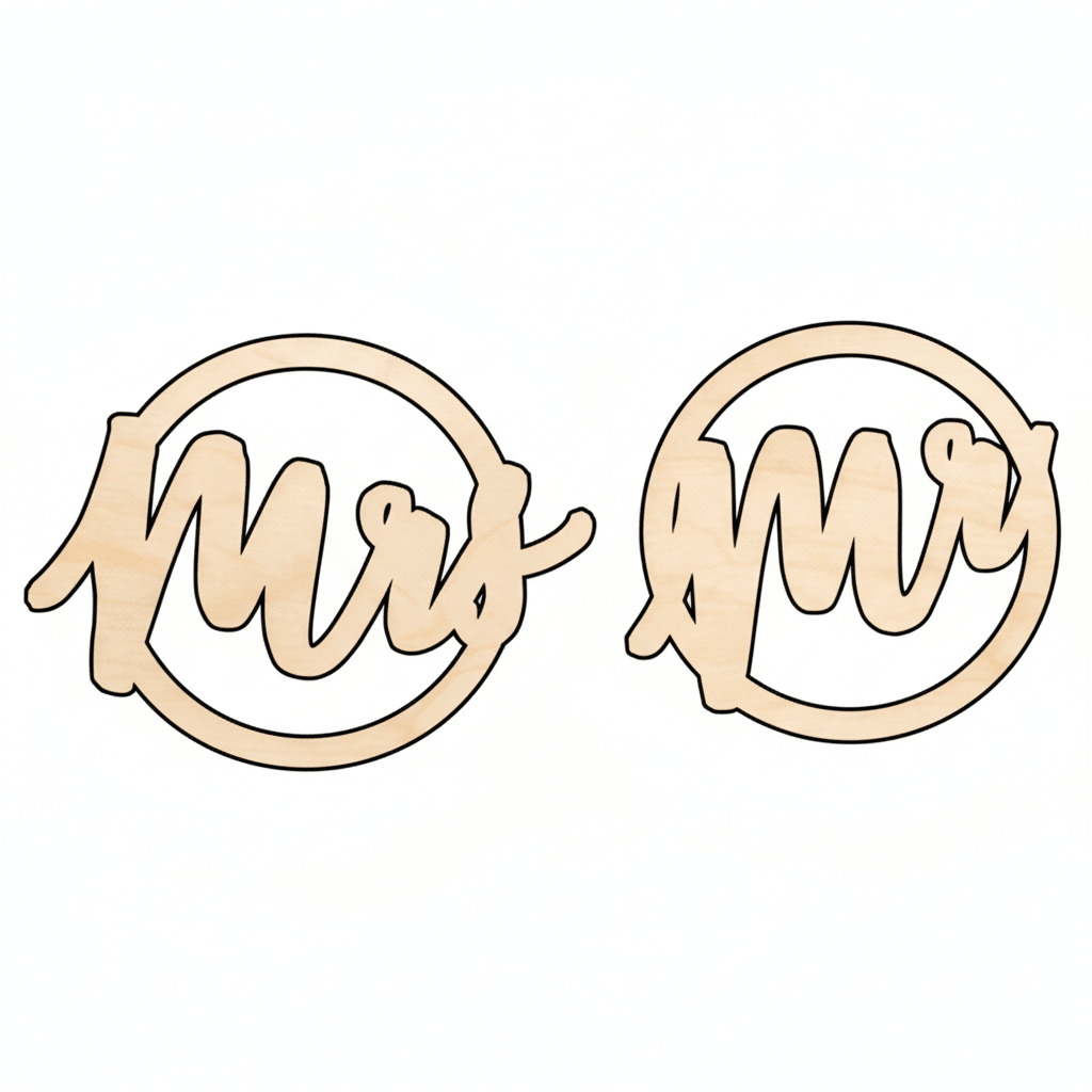 Mr. & Mrs. Wood Sign – Wood Cutout DIY Wedding Decor, Birch Plywood Crafts Blank Door Hanger Wooden Cutout Cut Outs - Unfinished - NameSigns.com