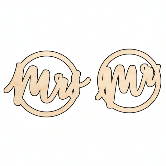 Mr. & Mrs. Wood Sign – Wood Cutout DIY Wedding Decor, Birch Plywood Crafts Blank Door Hanger Wooden Cutout Cut Outs - Unfinished - NameSigns.com