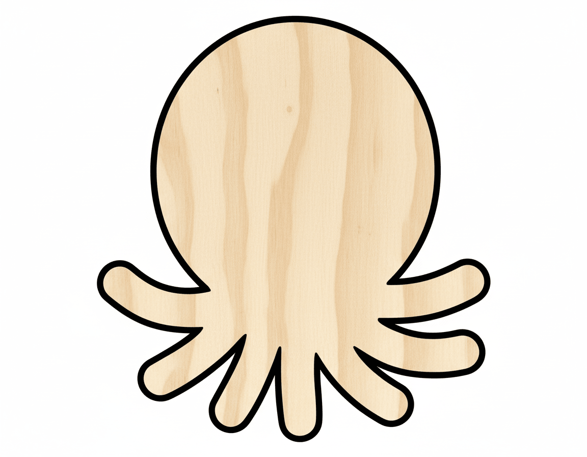 Octopus Cutout - Paintable Wood Craft Shape Up to 46" DIY Customizable Blank Door Hanger Wooden Cutout Cut Outs - Unfinished - NameSigns.com