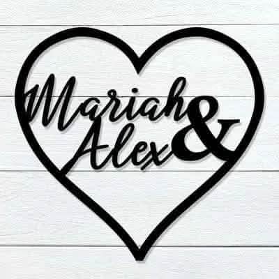 Personalized Heart Couples Wood Name Sign – Custom Wedding Sign for Ceremony and Home Decor - Personalized - NameSigns.com
