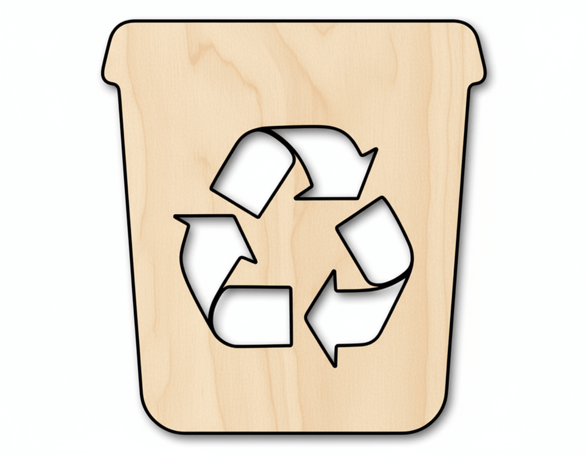 Recycle Bin Shape DIY Craft Cutout Blank Door Hanger Wooden Cutout Cut Outs - Unfinished - NameSigns.com