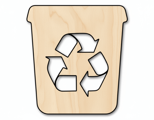 Recycle Bin Shape DIY Craft Cutout Blank Door Hanger Wooden Cutout Cut Outs - Unfinished - NameSigns.com