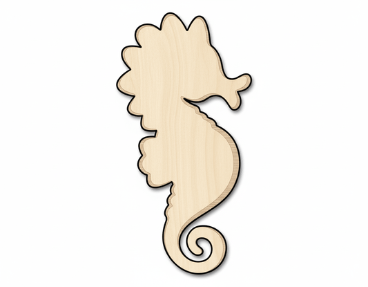 Seahorse Cutout - Customizable Birch Wood Craft Shape for DIY Projects Blank Door Hanger Wooden Cutout Cut Outs - Unfinished - NameSigns.com