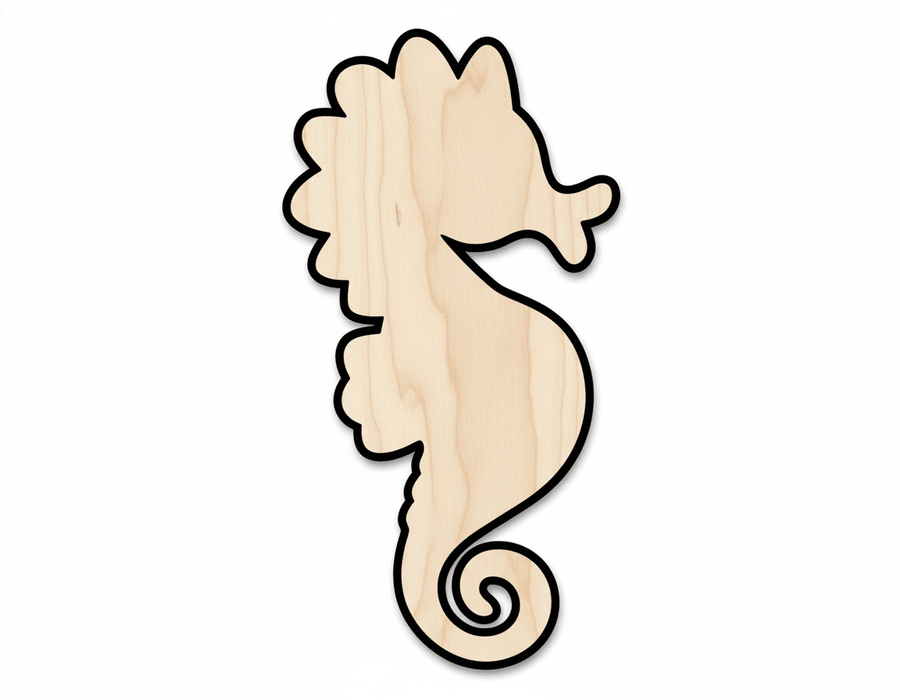 Seahorse Cutout - Large Birch Plywood Wood Craft Shape 46" Blank Door Hanger Wooden Cutout Cut Outs - Unfinished - NameSigns.com