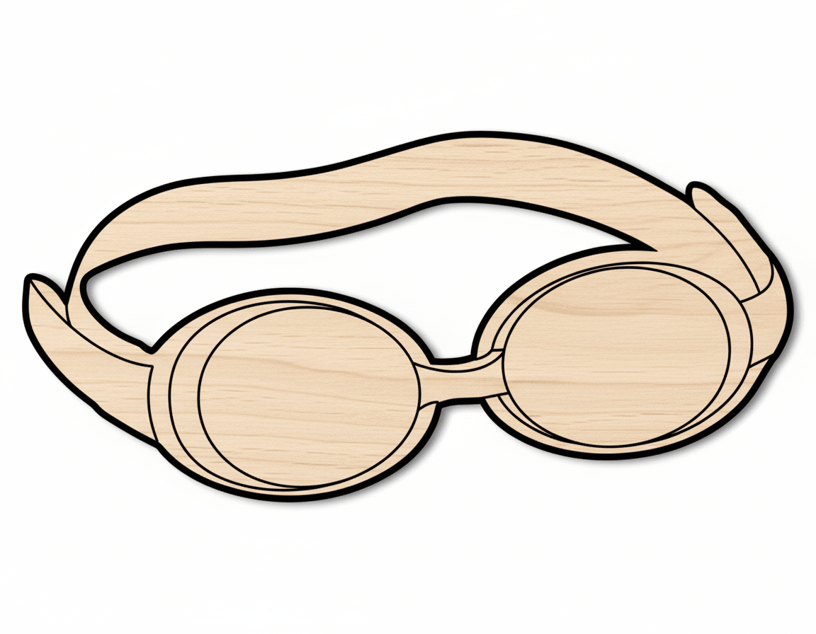 Swimming Goggles | Custom Wood Cutout for DIY Craft Shapes - Baltic Birch Blank Door Hanger Wooden Cutout Cut Outs - Unfinished - NameSigns.com