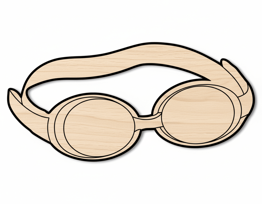 Swimming Goggles | Custom Wood Cutout for DIY Craft Shapes - Baltic Birch Blank Door Hanger Wooden Cutout Cut Outs - Unfinished - NameSigns.com