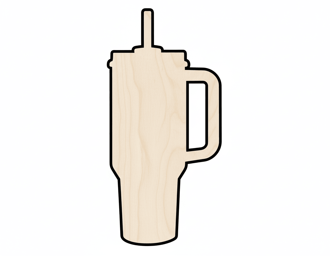 Tumbler Silhouette DIY Craft Cutout Blank Door Hanger Wooden Cutout Cut Outs - Unfinished - NameSigns.com