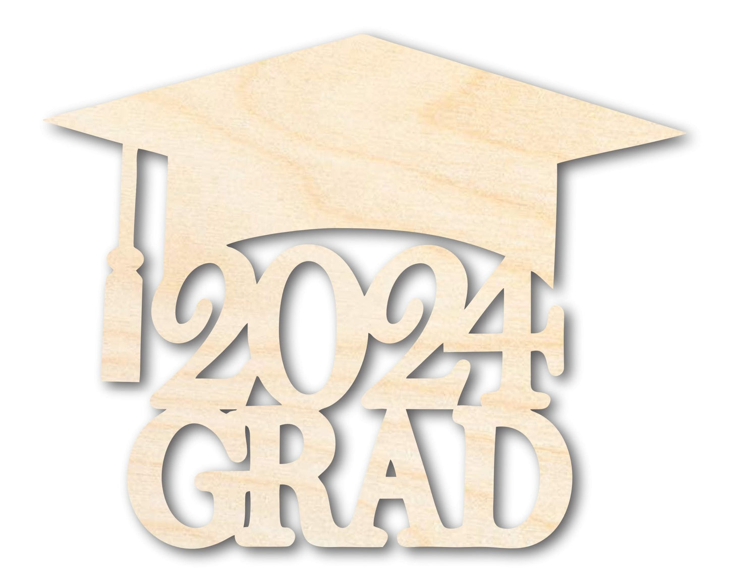 Unfinished 2024 Grad Graduation Cap Shape | DIY Craft Cutout | up to 46" DIY - NameSigns.com