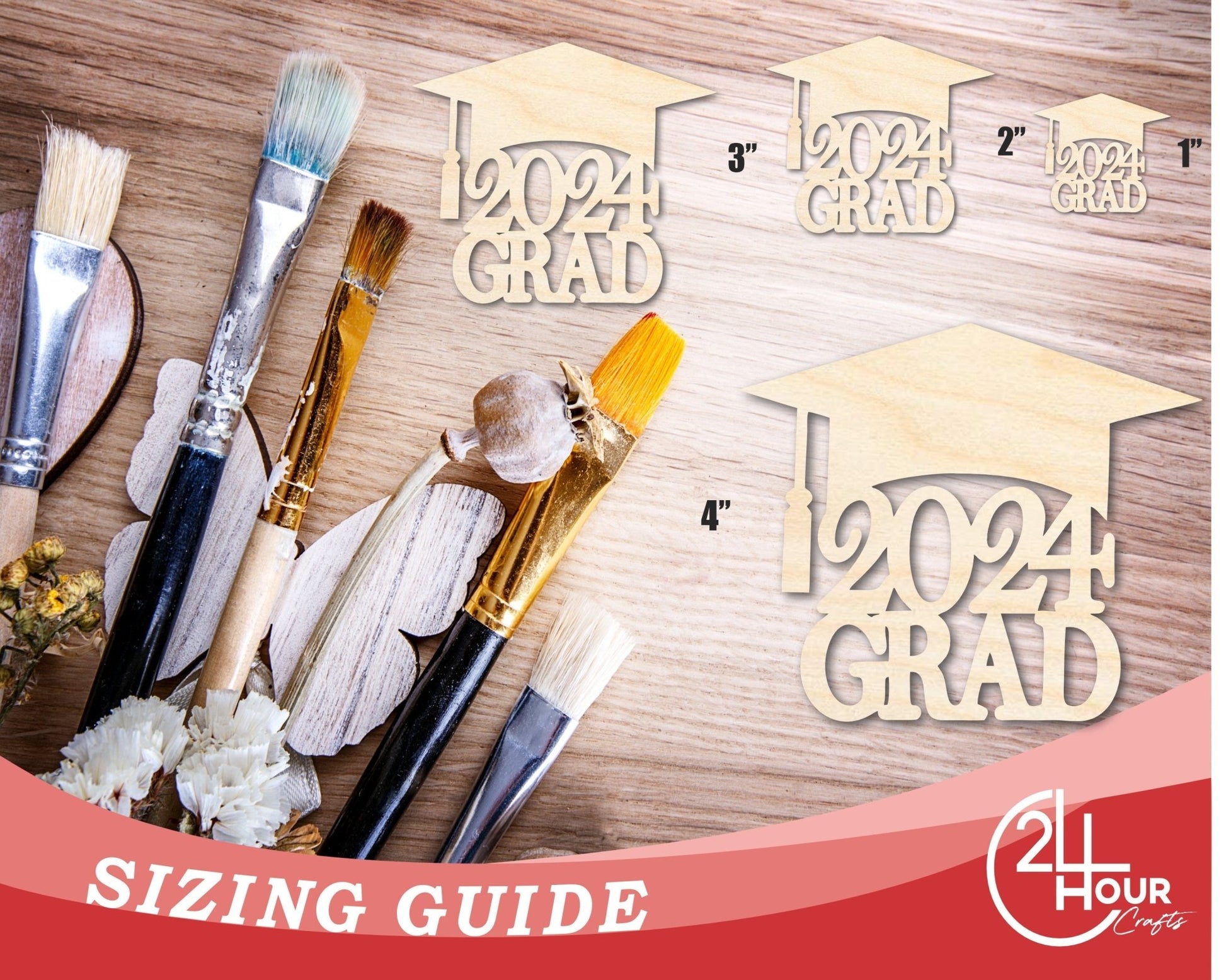 Unfinished 2024 Grad Graduation Cap Shape | DIY Craft Cutout | up to 46" DIY - NameSigns.com