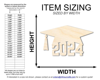 Unfinished 2024 Graduation Cap Shape | DIY Craft Cutout | up to 46" DIY - NameSigns.com