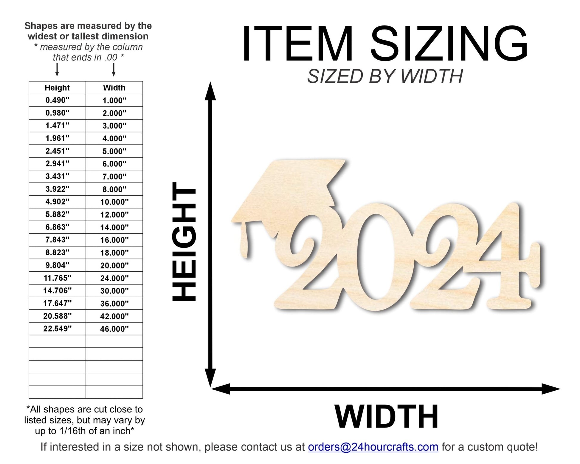 Unfinished 2024 Graduation Cap Silhouette | DIY Craft Cutout | up to 46" DIY - NameSigns.com