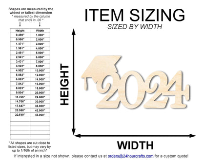 Unfinished 2024 Graduation Cap Silhouette | DIY Craft Cutout | up to 46" DIY - NameSigns.com