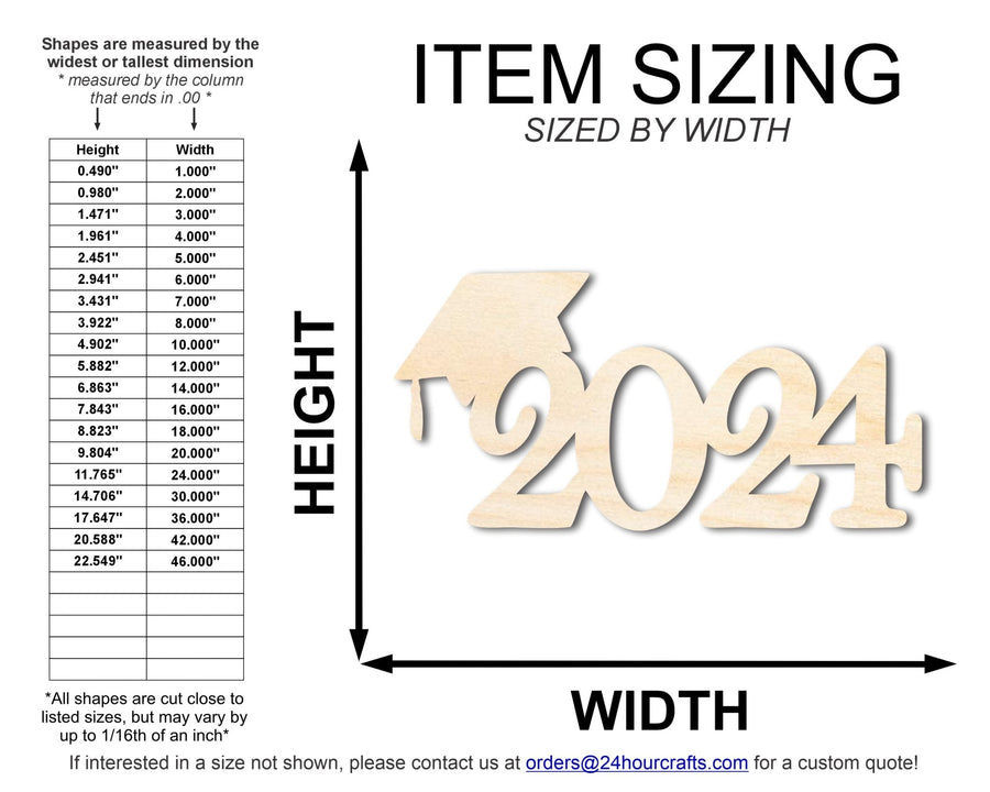 Unfinished 2024 Graduation Cap Silhouette | DIY Craft Cutout | up to 46" DIY - NameSigns.com