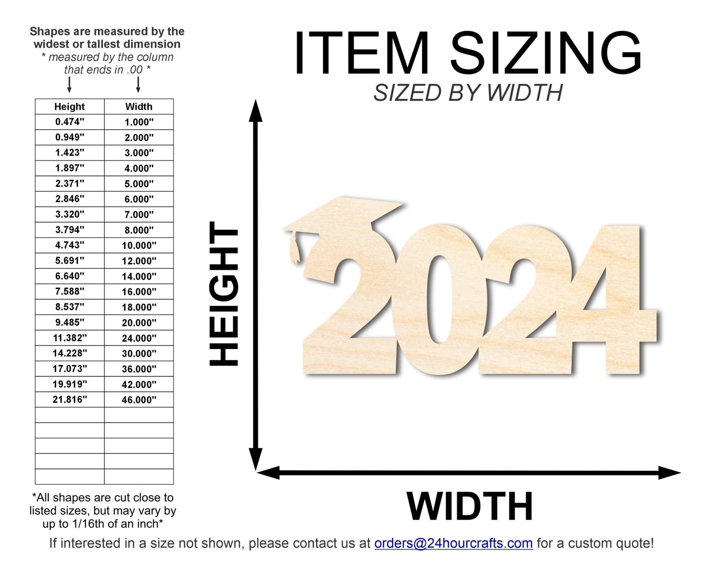 Unfinished 2024 Graduation Shape | DIY Craft Cutout | up to 46" DIY - NameSigns.com